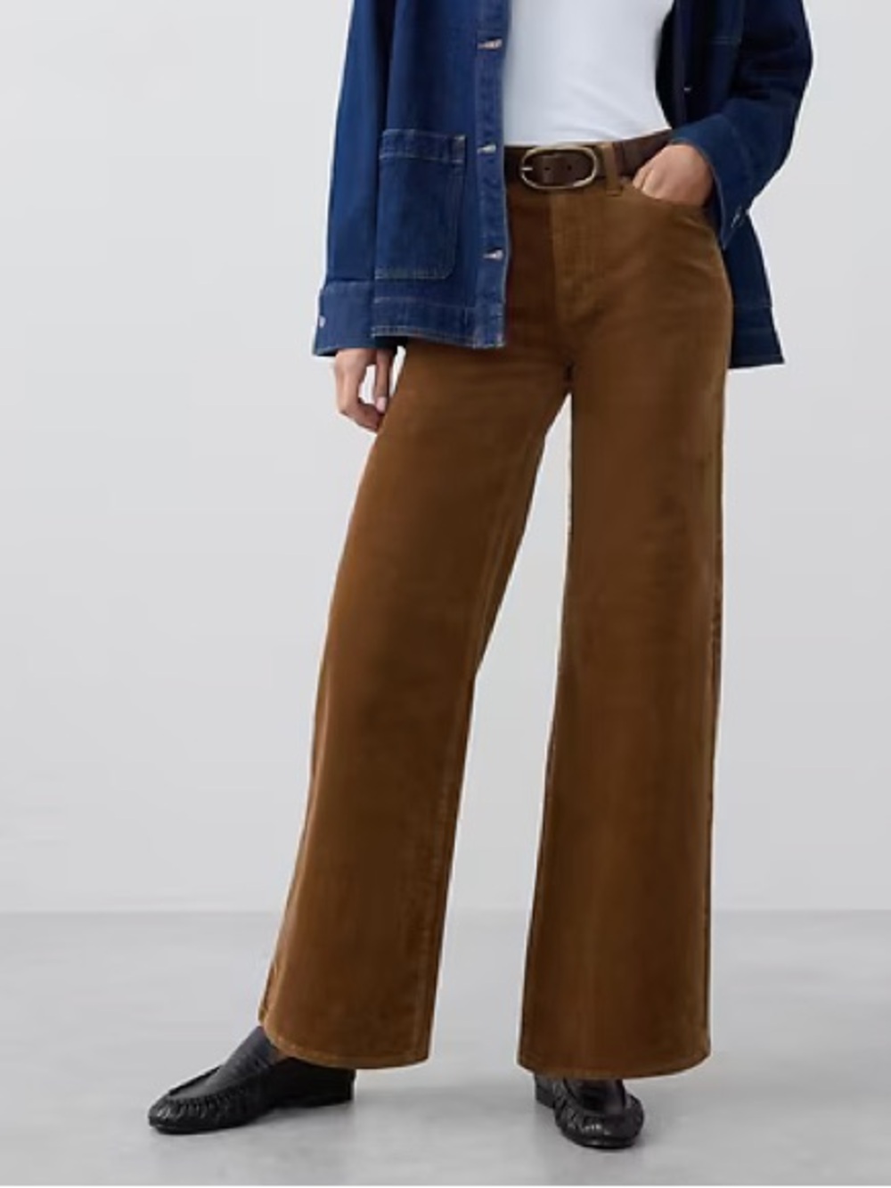 NWT! BANANA REPUBLIC OXFORD BROWN WIDE-LEG HIGH-RISE CORDUROY PANT - 26/2 📷2️⃣